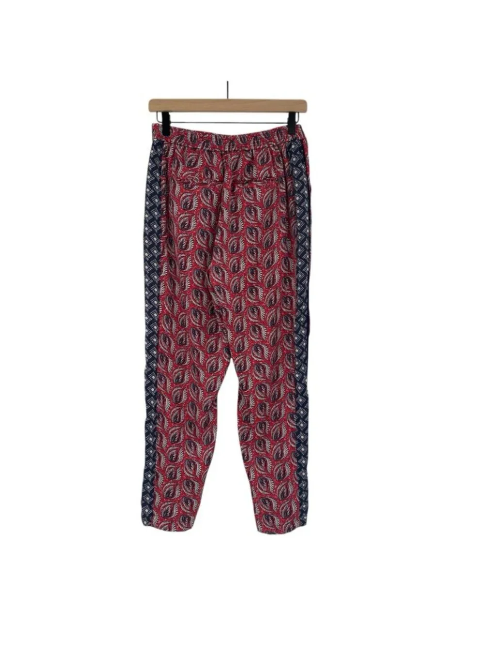 ETT:TWA Anthropologie Women's XS Pants Pull On Ankle Red Paisley Motif Boho